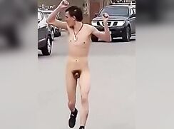 Nude street streaker
