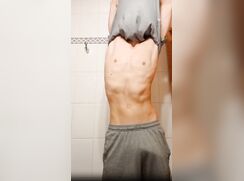 Sweet perfection in the bathroom long uncut cock