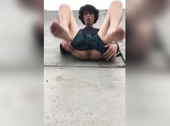 playing with his hole at the skatepark