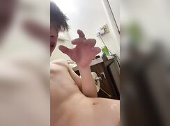 cute guy playing toothbrush jacking creamy cums boys porn