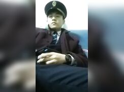 Asian Police Officer Shows off Cock