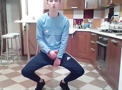 fit big cock making rain in the kitchen