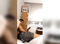 His shirtless friend shows dick