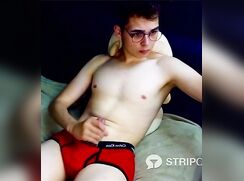 Cam-boy play with his big cock no cum