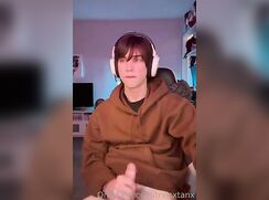 cute blue eyes  tristan jacking off cums