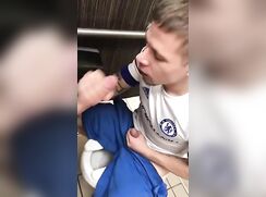 Sucking dick in the toilet stall