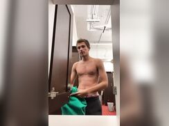 Twink changing naked gets boner