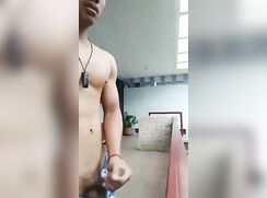 indian boy moaning and wanking on the balcony