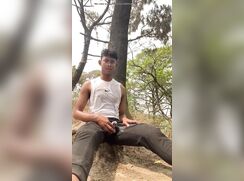 Asian fag pissing outdoors