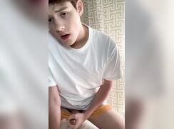 cute ginger jacking off cums twink porn