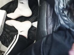 Boy Cums With Bike Glove On His Silky Shorts