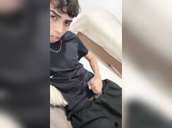 Latino Twink Cums On His Shirt