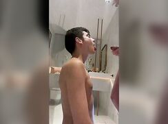 college teen twink takes a big facial