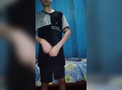 Jack Jones boxers and a big dick jerks in his room