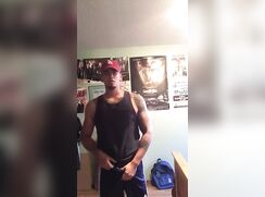 Latino  stud jerks in his room