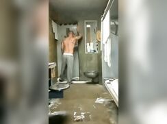 Hung stud from prison still finds a way to show off his big white cock