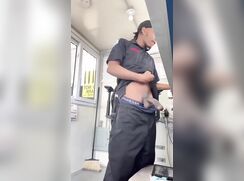 Got bored at work and drops a phat black cock load