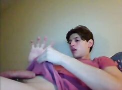 cute jacking off his big load