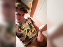 cute fit blonde foreskin wanking off