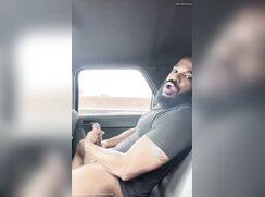 Black bull cums in his car