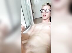 cute nerdy big cock blonde before shower bathroom floor cumming jo boys porn