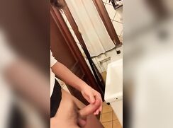 cute blonde bathroom baited off