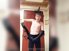 Cute skinny swimmer boy evan_p18 changes out of wetsuit
