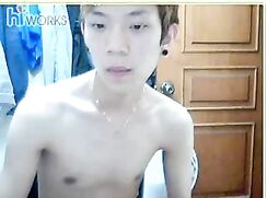 Asian twink phone wank