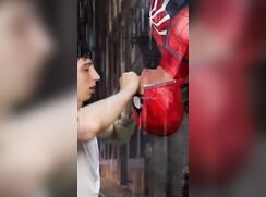 Spiderman Blow Job in the Rain