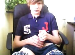 Cute teen boy wanks and cums on webcam