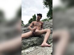 Horny Latino Twink Wanks Solo Outside Cum