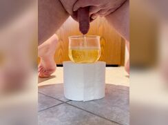 Pee, Piss in Glass and then bathing the penis