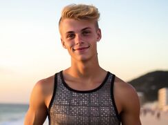 Rubax Video - 82 Beautiful GAY boys on the Beach wearing CROP TOP AI