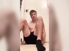 cute blonde bathroom strip jacking off