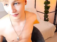 Tattoo Blond Hair Blue Eye Guy wanks and cums - AI Enhanced