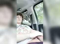 Cum in his car