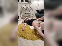 Boy pisses in his pants and put in diapers