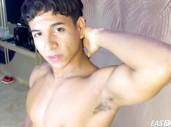 Latino hot boy Chris Rush with abs and huge cock