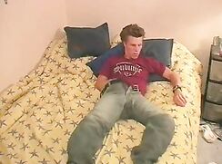 Dakota wanking on the bed solo boys porn masturbate