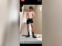 Bushy hair boy flexes and shows off