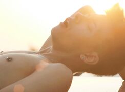 Hot young summer vibe twinks doing it on the hood of the car