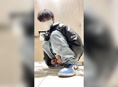 Cute Glasses Chinese Boy Bathroom