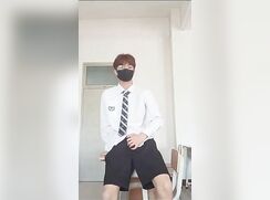 Cute Glasses Chinese Boy Classroom