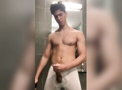 cute fit brunette cumming jacks off