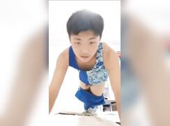 Asian masturbate (blue shirt)