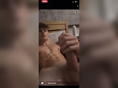 cute fit curly big cock blonde cumming on his amazing abs