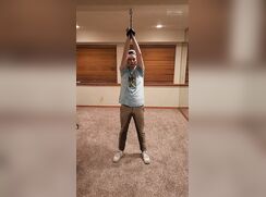 Fag wets his pants tied up