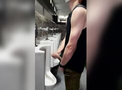 His Friend Films Him Jerk & Cum at Public Urinal For Dare boys porn