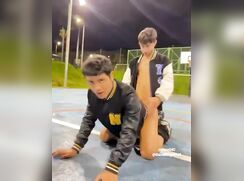 Zac-playing ball at night