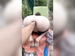 Bubbly lad takes fist in his loose cunt